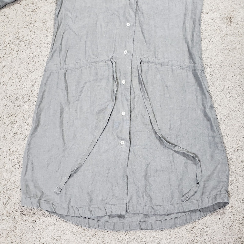 James Perse 100% Linen Shirt Dress Womens 3 (L) Gray Button Front Drop Tie Waist - Picture 6 of 15
